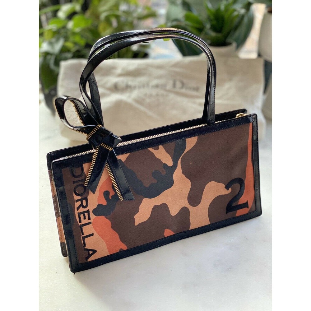 Authentic Vintage Christian Dior Camouflage Canvas Diorella Baguette Hangbag